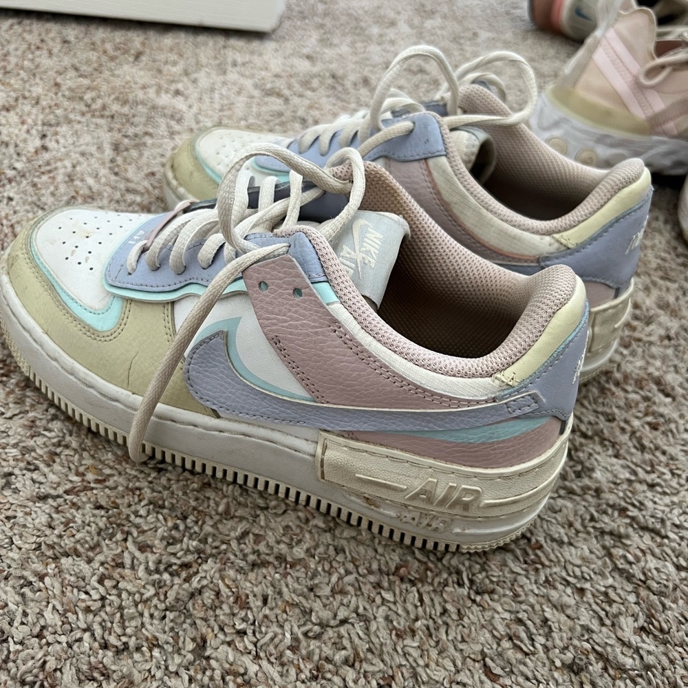 Nike White and Blue Sneakers Air Force 1